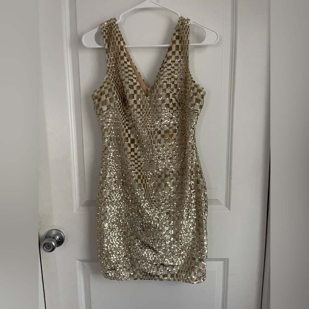 Gold Sequin Sleeveless Dress